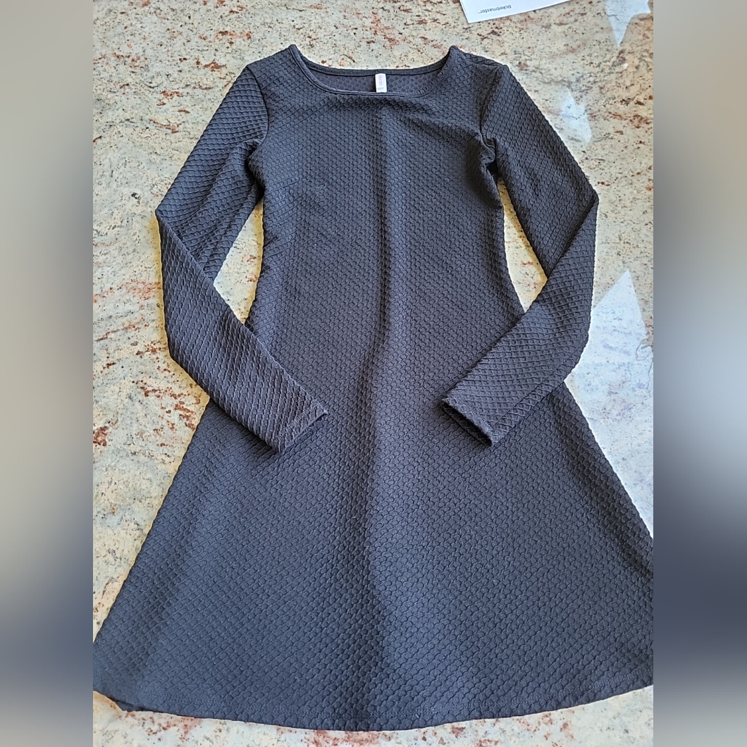 Xhilaration Black Dress Size Extra Small Xs Long Sleeve Scoop Neck A Line Short